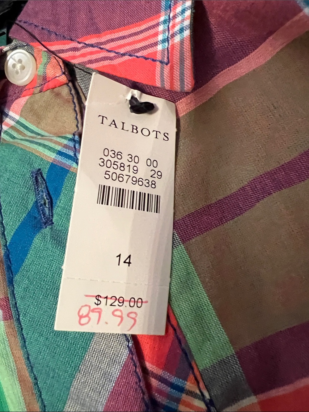 Talbots Multi-Color Plaid Shirt Dress with Belt Tie - Picture 3 of 6